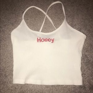 “Honey”ribbed cross back crop top size small